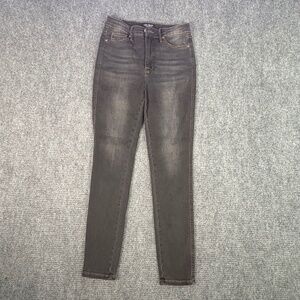 Judy Blue Jeans Women’s 7/28 Dark Gray Wash High Rise Skinny Stretch Distressed